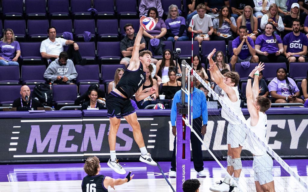 Grand Canyon’s Camden Gianni came up big for his team in the Mountain Pacific Sports Federation tournament and led the Lopes in kills all three games. (Photo courtesy of GCU Athletics)