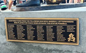 The Bobby Winkles statue was funded by 70 former Sun Devil players who played under the legendary coach during his 13 seasons at ASU. (Photo by Tyler Bednar/Cronkite News)