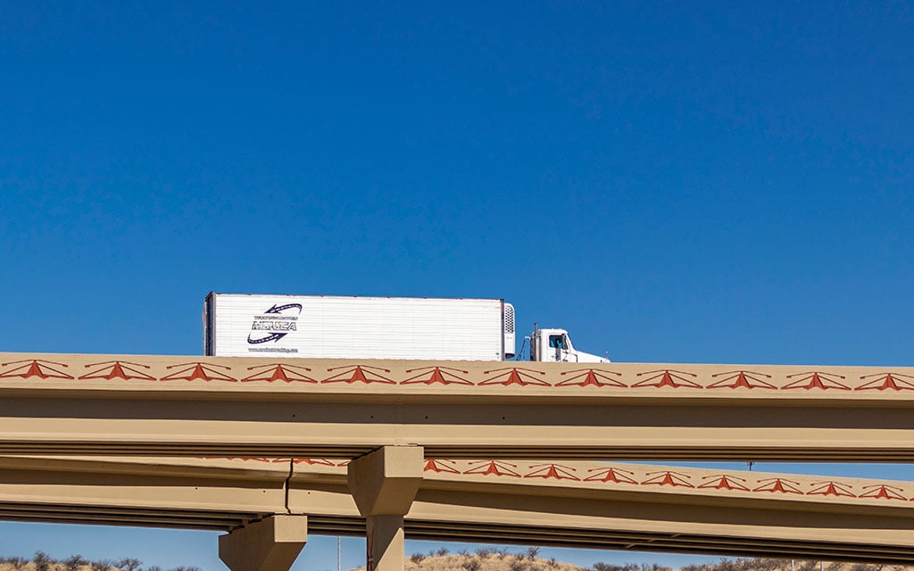 A truck crosses a bridge on SR-189 on March 14, 2022. (Photo courtesy of Arizona Department of Transportation)