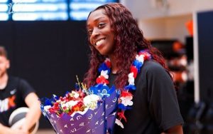 The Phoenix Mercury celebrate Kahleah Copper's selection to the USA Women’s Basketball Team for the 2024 Paris Olympics. (Photo courtesy of Phoenix Mercury)
