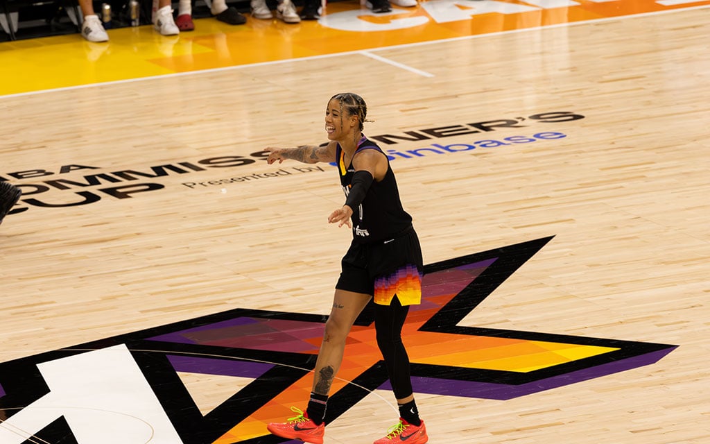 Phoenix Mercury guard Natasha Cloud settles in Phoenix after spending her first eight WNBA seasons with the Washington Mystics. (Photo by Shirell Washington/Cronkite News)