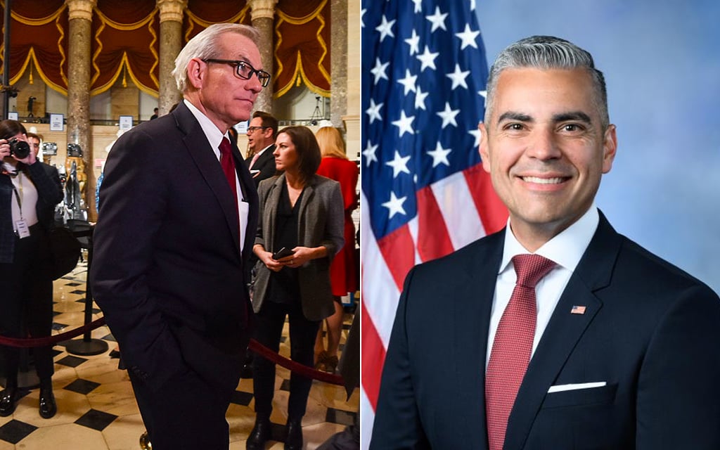Rep. David Schweikert, R-Fountain Hills, and Rep. Juan Ciscomani, R-Tucson, are being targeted by the Democrats’ congressional campaign arm. (Left: File photo by Christopher Scragg/Cronkite News and Right: Photo courtesy of Juan Ciscomani campaign)
