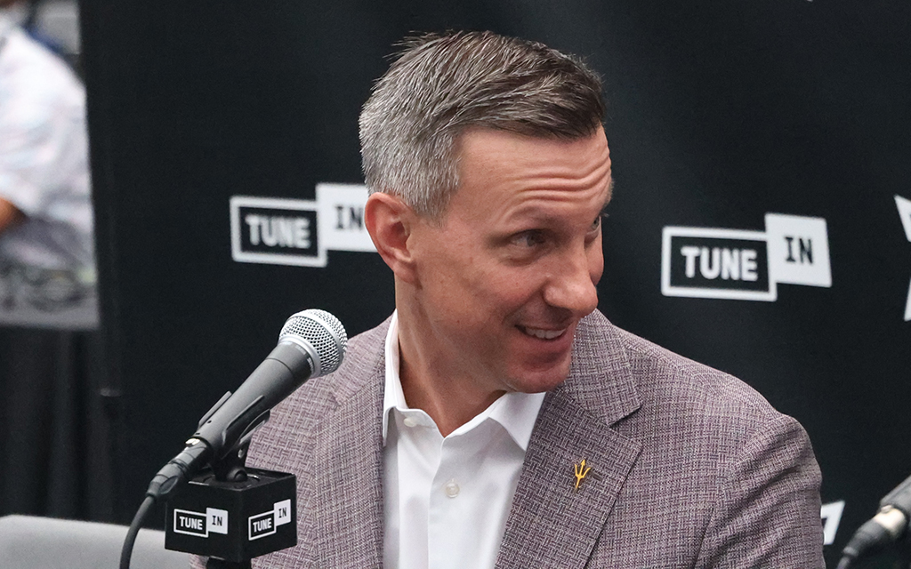 ASU’s Grant Rossini participated in his first conference media day as an athletic director. Big 12 commissioner Brett Yormark praised his group of athletic directors, saying, “They compete, but they can lean on each other for advice and guidance.” (Photo by Joshua Heron/Cronkite News)