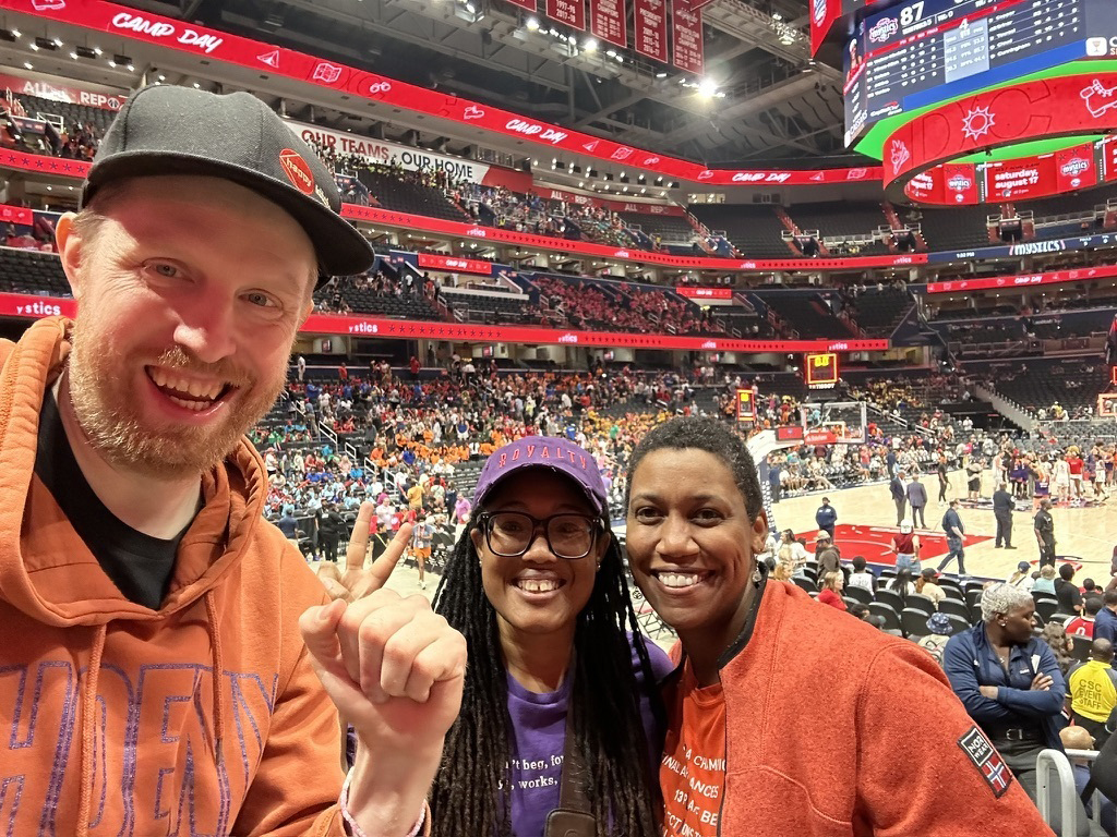 Anders Andersson, a dedicated WNBA fan from Sweden, attends the Phoenix Mercury vs. Washington Mystics game on July 16 in Washington D.C., demonstrating the league's growing international following. (Photo courtesy of Anders Andersson)