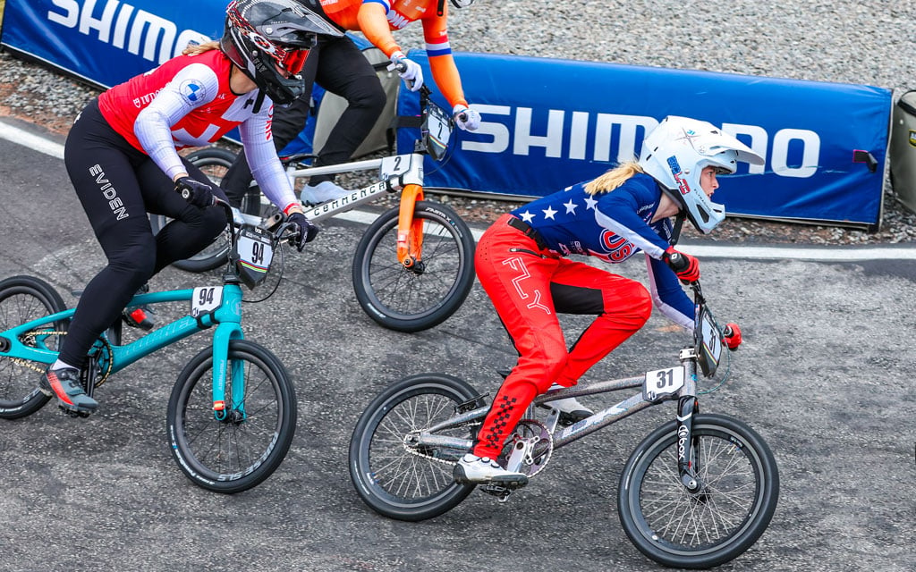 Tucson's Daleny Vaughn leads a pack of riders during the UCI BMX Racing World Championships. She is on her way to the Paris Olympics due in part to great family support. (Photo by David Jensen/Icon Sportswire via Getty Images)