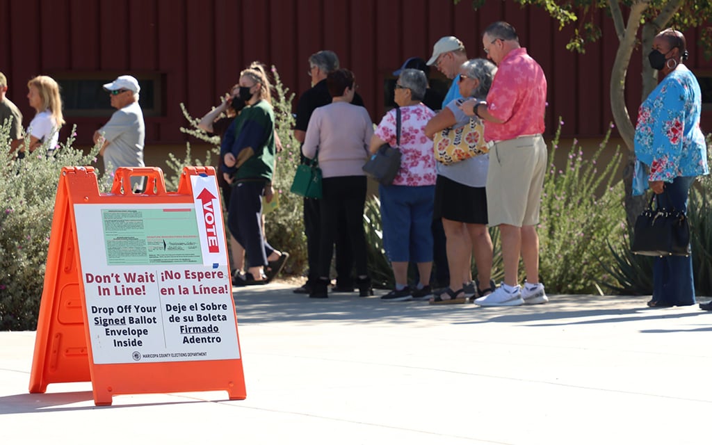 In addition to voting inside, Arizona residents were able to drop off their ballots at the entrance of Gila River Arena. (File photo by Michael Gutnick/Cronkite News)