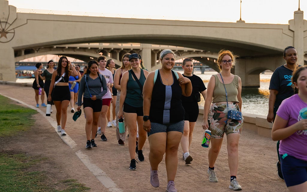 Phoenix Babes Who Walk prioritizes the spirit of community and inclusivity that defines their growing walking club. (Photo by Grace Hand/Cronkite News)
