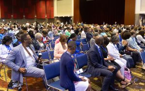 African American delegates attend the Black caucus meeting during the Democratic National Convention in Chicago on Aug. 21, 2024. (Photo by Kelechukwu Iruoma/Cronkite News)