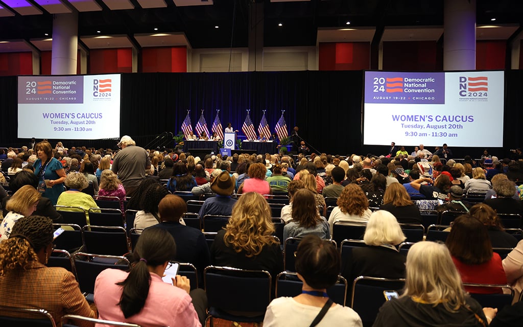 The Democratic National Convention women's caucus meeting drew delegates from across the nation in Chicago on Aug. 20, 2024. (Photo by Kelechukwu Iruoma/Cronkite News)