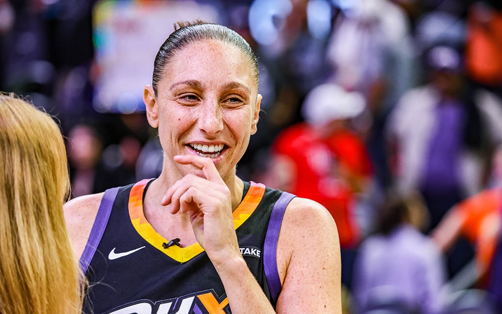 Although it may have been Diana Taurasi’s final home game she was still in high spirits following the Mercury’s final regular season home game. (Photo by Spencer Barnes/Cronkite News)