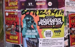 A poster in downtown Phoenix highlighting the Indigenous Peoples’ Day Phoenix Fest in downtown Phoenix on Oct. 14, 2024. (Photo by Danielle Baker)