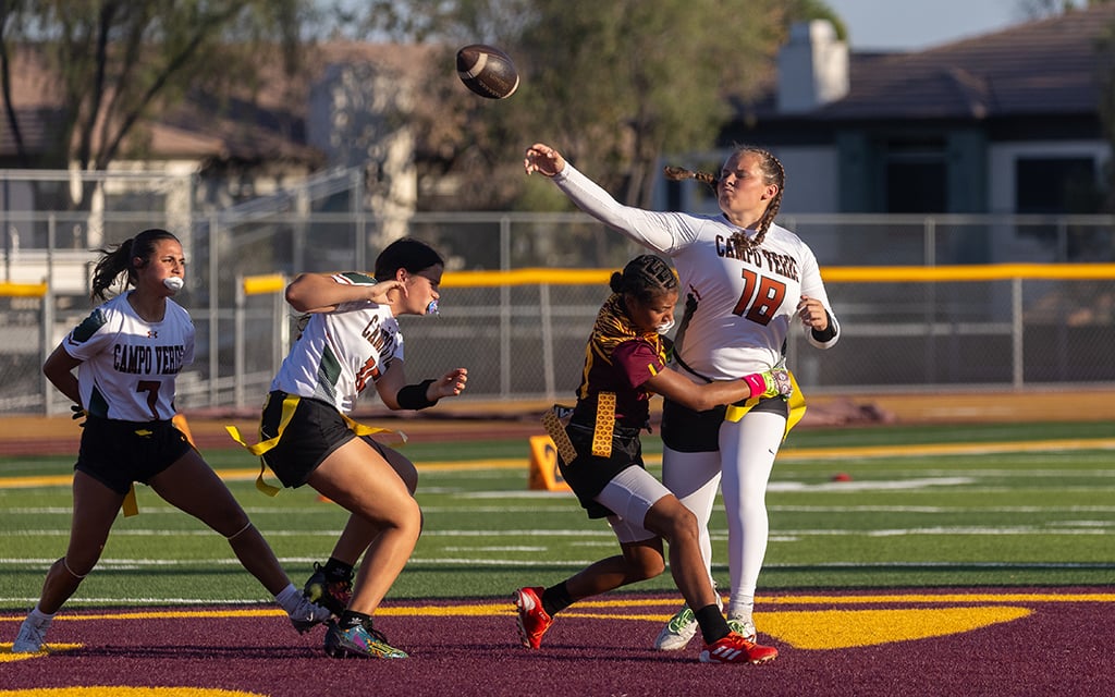 Photo Essay: A major blitz of girls flag football highlights Arizona high school competition